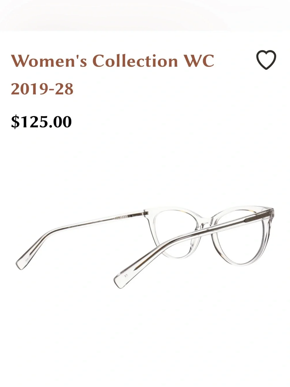 Crystal Clear Cat-Eye optical frames WC 2019-18 , C.E. Quality Standard